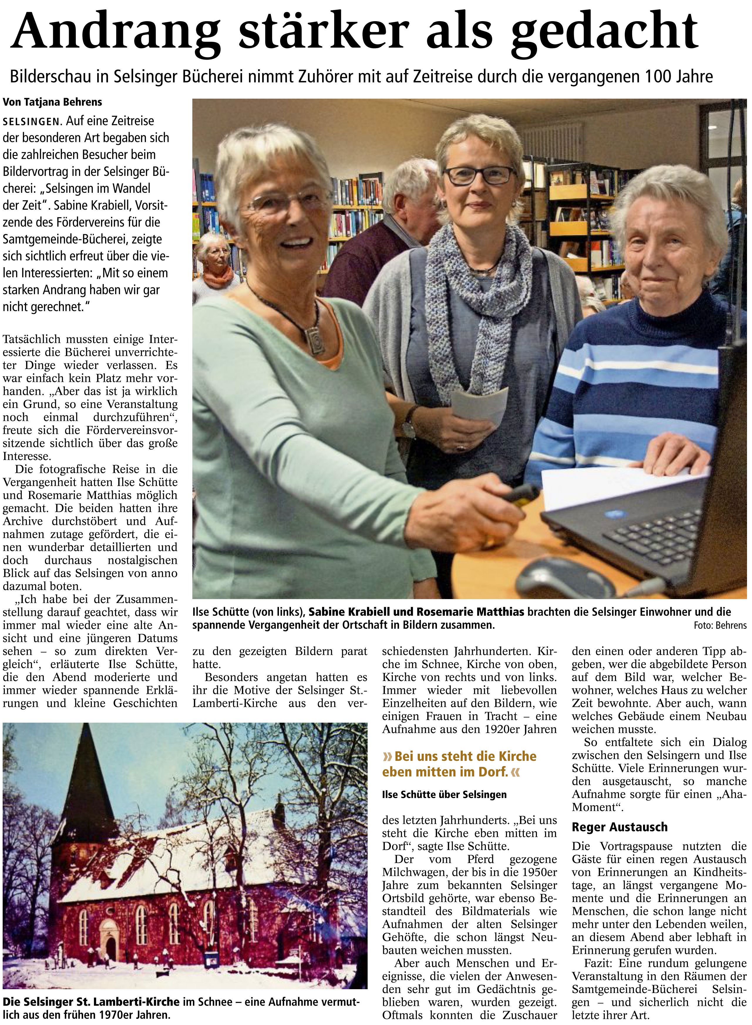Auszug aus der Zevener Zeitung v. 22.10.2019